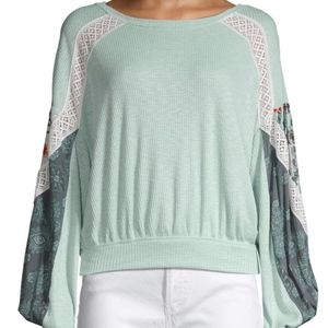 Free People Casual Clash Waffle Knit Thermal